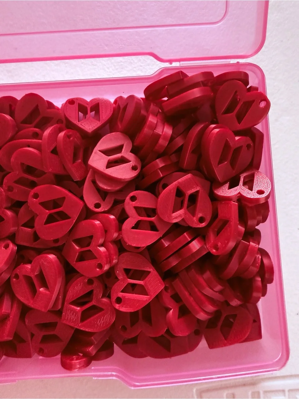 3d Printed Red Heart - Bulk Pack for give aways or charm projects.